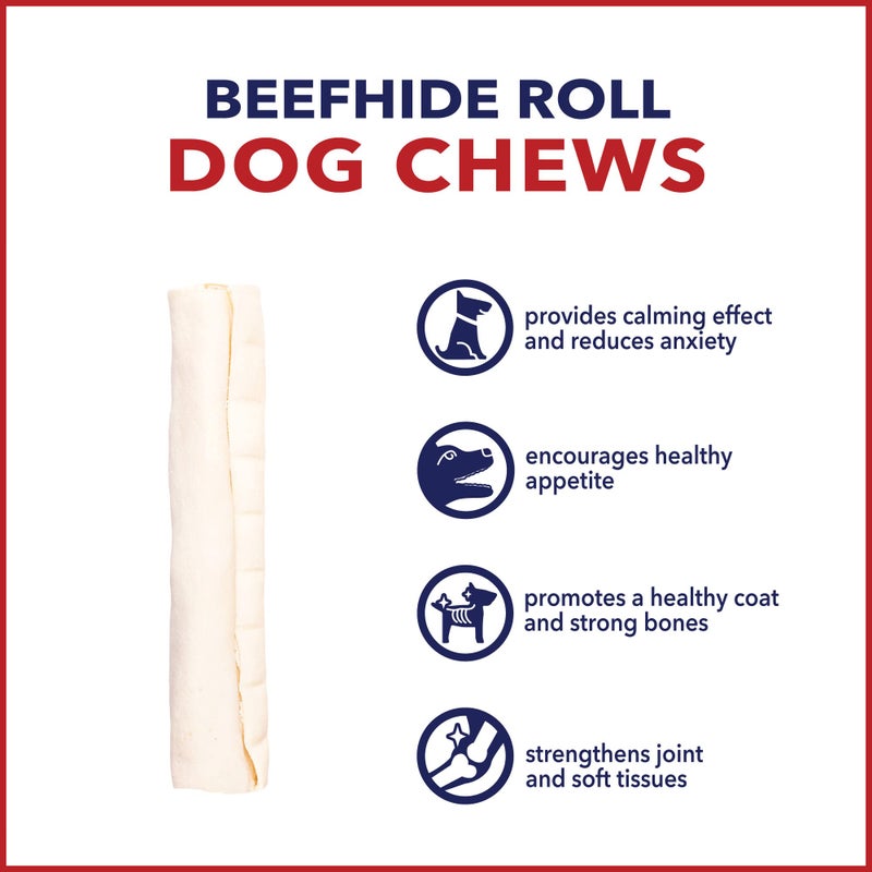 Pet Factory American Beefhide 8-9" Rolls Dog Chew Treats - Natural Flavor, 8 Count/1 Pack - Image 5